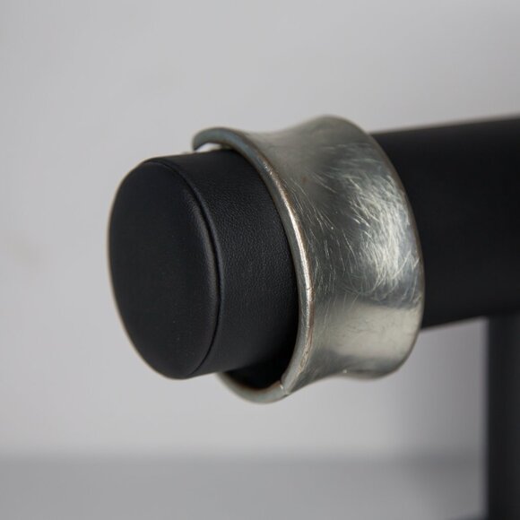 SOLD Vintage Silver Cuff Bangle with Tension Hinge Closure - Picture 1 of 7